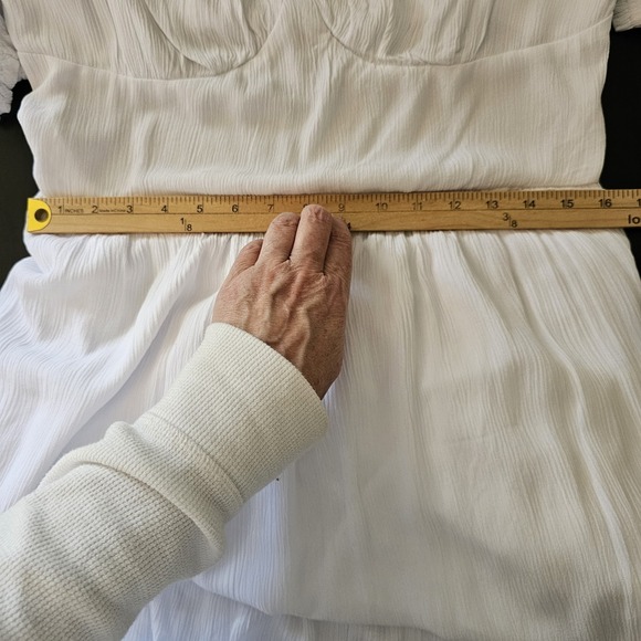 Hollister Womens XL White Tiered Maxi Dress NWT Viscose Milkmaid Puff Sleeve - Picture 11 of 13